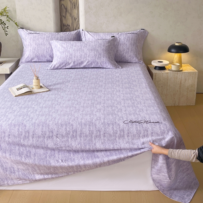 91家纺网 家纺一手货源 找家纺 春皖家纺 2026春夏新款天丝棉刺绣单床单 床单单件 曼妮-紫