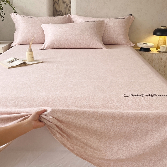 91家纺网 家纺一手货源 找家纺 春皖家纺 2026春夏新款天丝棉刺绣单床单 床单单件 曼妮-贝壳色