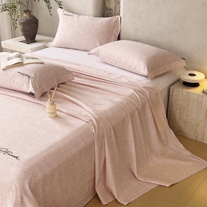 91家纺网 家纺一手货源 找家纺 春皖家纺 2026春夏新款天丝棉刺绣单床单 床单单件 曼妮-贝壳色