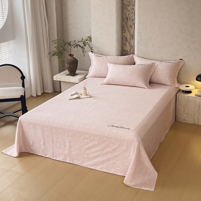 91家纺网 家纺一手货源 找家纺 春皖家纺 2026春夏新款天丝棉刺绣单床单 床单单件 曼妮-贝壳色