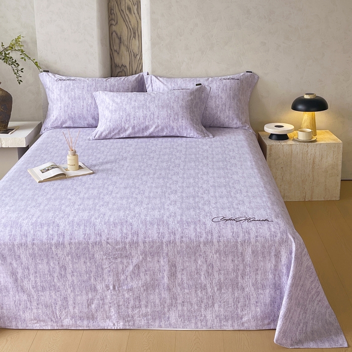 91家纺网 家纺一手货源 找家纺 春皖家纺 2026春夏新款天丝棉刺绣单床单 床单单件 曼妮-紫