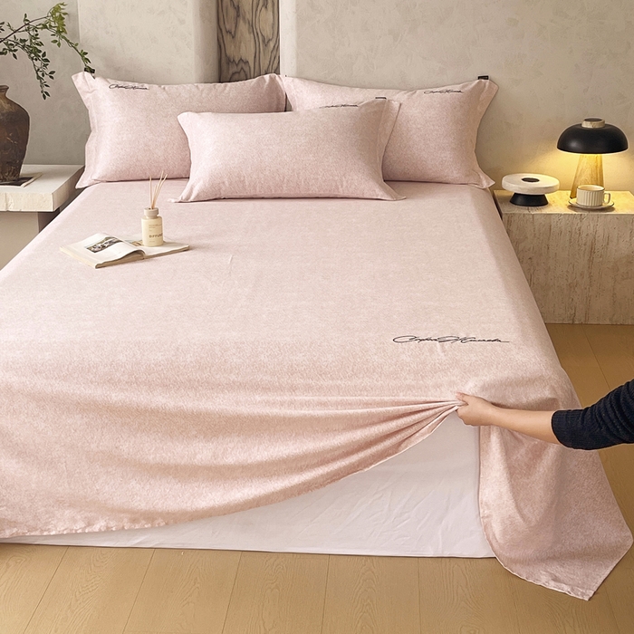 91家纺网 家纺一手货源 找家纺 春皖家纺 2026春夏新款天丝棉刺绣单床单 床单单件 曼妮-贝壳色