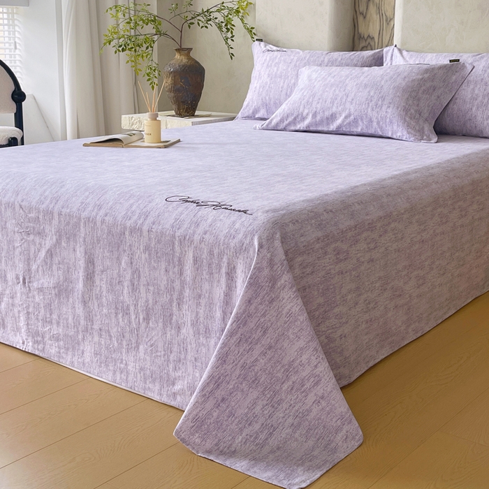 91家纺网 家纺一手货源 找家纺 春皖家纺 2026春夏新款天丝棉刺绣单床单 床单单件 曼妮-紫