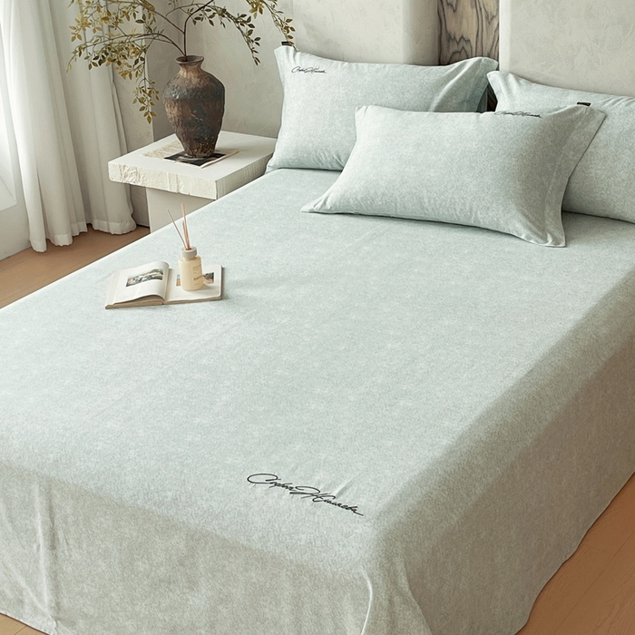 91家纺网 家纺一手货源 找家纺 春皖家纺 2026春夏新款天丝棉刺绣单床单 床单单件 曼妮-绿萝纱