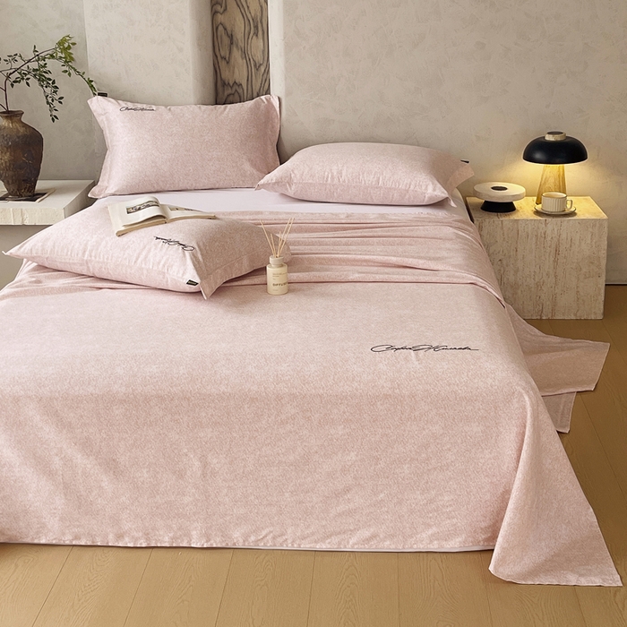 91家纺网 家纺一手货源 找家纺 春皖家纺 2026春夏新款天丝棉刺绣单床单 床单单件 曼妮-贝壳色