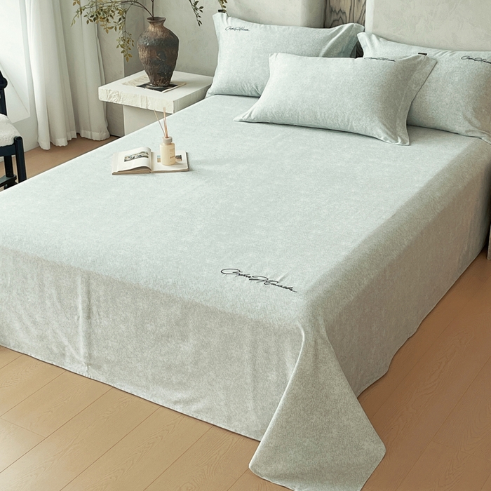 91家纺网 家纺一手货源 找家纺 春皖家纺 2026春夏新款天丝棉刺绣单床单 床单单件 曼妮-绿萝纱