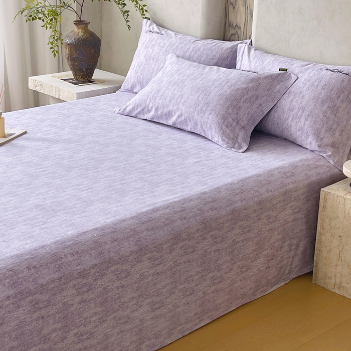 91家纺网 家纺一手货源 找家纺 春皖家纺 2026春夏新款天丝棉刺绣单床单 床单单件 曼妮-紫