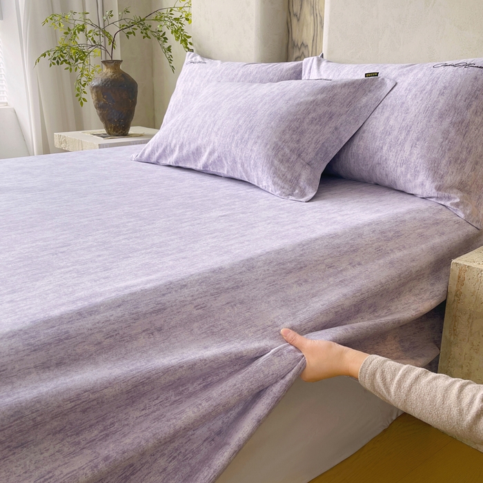 91家纺网 家纺一手货源 找家纺 春皖家纺 2026春夏新款天丝棉刺绣单床单 床单单件 曼妮-紫