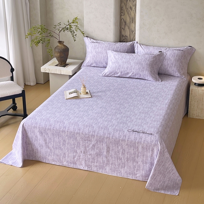 91家纺网 家纺一手货源 找家纺 春皖家纺 2026春夏新款天丝棉刺绣单床单 床单单件 曼妮-紫
