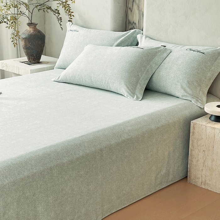 91家纺网 家纺一手货源 找家纺 春皖家纺 2026春夏新款天丝棉刺绣单床单 床单单件 曼妮-绿萝纱