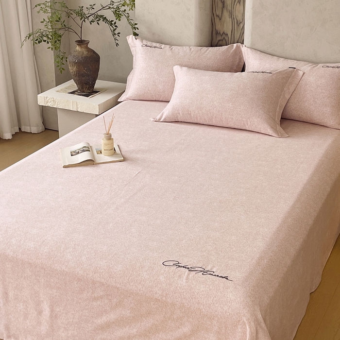 91家纺网 家纺一手货源 找家纺 春皖家纺 2026春夏新款天丝棉刺绣单床单 床单单件 曼妮-贝壳色