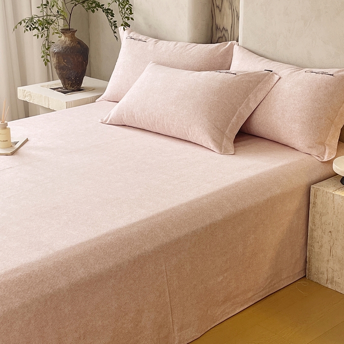 91家纺网 家纺一手货源 找家纺 春皖家纺 2026春夏新款天丝棉刺绣单床单 床单单件 曼妮-贝壳色