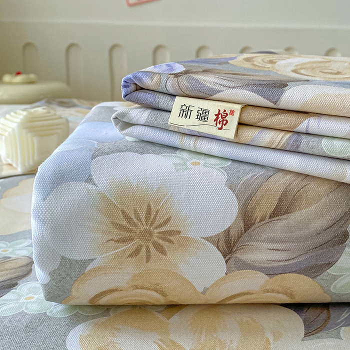91家纺网 家纺一手货源 找家纺 棉乐町家居 2026春夏新款100%全棉纯棉老粗布床单凉席席子 浅棠