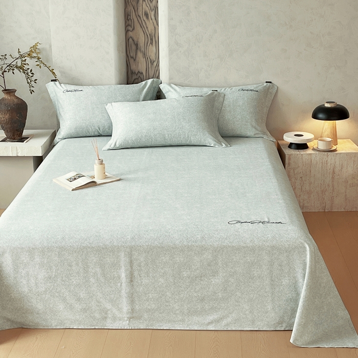 91家纺网 家纺一手货源 找家纺 春皖家纺 2026春夏新款天丝棉刺绣单床单 床单单件 曼妮-绿萝纱