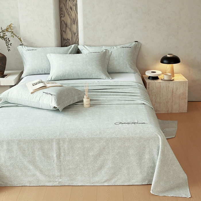 91家纺网 家纺一手货源 找家纺 春皖家纺 2026春夏新款天丝棉刺绣单床单 床单单件 曼妮-绿萝纱