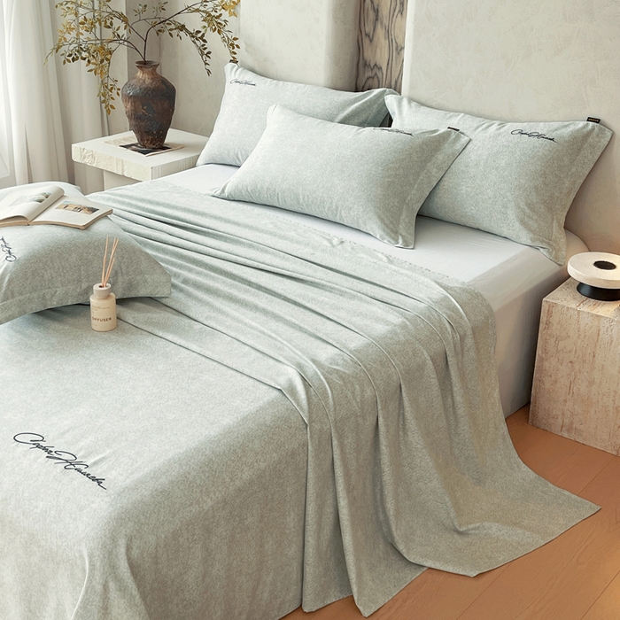 91家纺网 家纺一手货源 找家纺 春皖家纺 2026春夏新款天丝棉刺绣单床单 床单单件 曼妮-绿萝纱