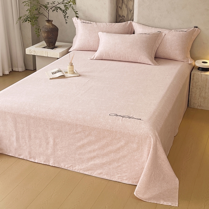 91家纺网 家纺一手货源 找家纺 春皖家纺 2026春夏新款天丝棉刺绣单床单 床单单件 曼妮-贝壳色