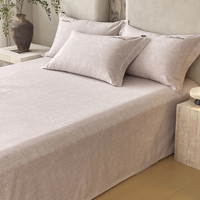 91家纺网 家纺一手货源 找家纺 春皖家纺 2026春夏新款天丝棉刺绣单床单 床单单件 曼妮-云褐色