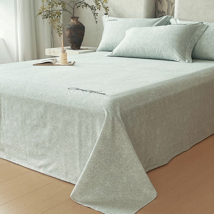 91家纺网 家纺一手货源 找家纺 春皖家纺 2026春夏新款天丝棉刺绣单床单 床单单件 曼妮-绿萝纱