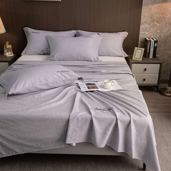 91家纺网 家纺一手货源 找家纺 春皖家纺 2026春夏新款天丝棉刺绣单床单 床单单件 钛绮灰