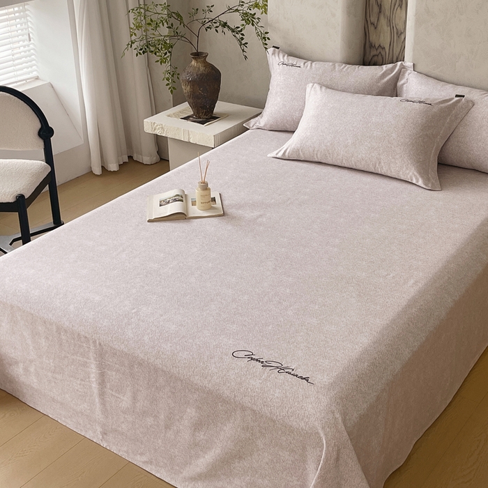 91家纺网 家纺一手货源 找家纺 春皖家纺 2026春夏新款天丝棉刺绣单床单 床单单件 曼妮-云褐色