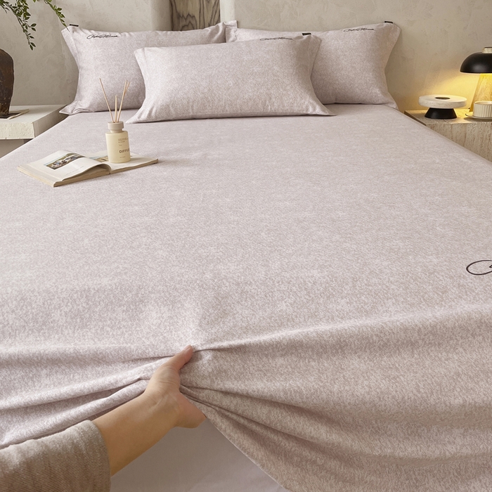 91家纺网 家纺一手货源 找家纺 春皖家纺 2026春夏新款天丝棉刺绣单床单 床单单件 曼妮-云褐色