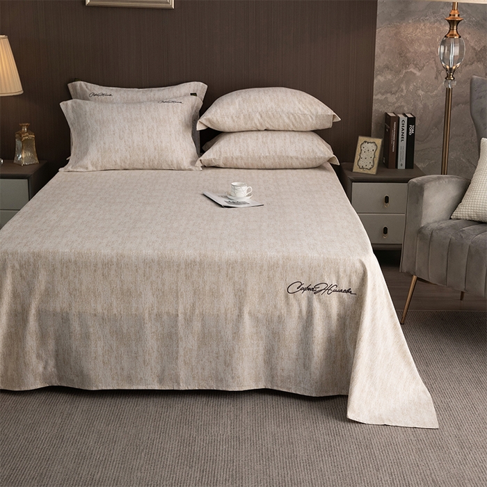 91家纺网 家纺一手货源 找家纺 春皖家纺 2026春夏新款天丝棉刺绣单床单 床单单件 亮绮黄