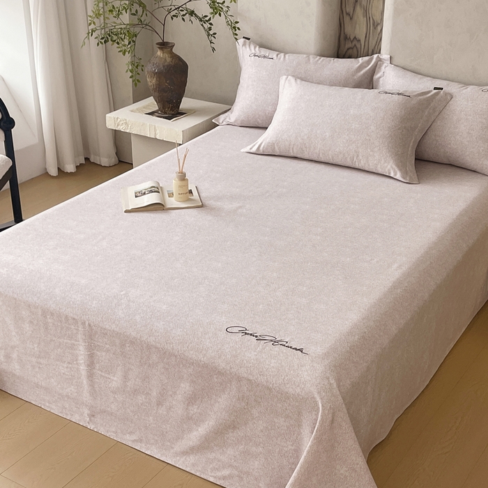 91家纺网 家纺一手货源 找家纺 春皖家纺 2026春夏新款天丝棉刺绣单床单 床单单件 曼妮-云褐色