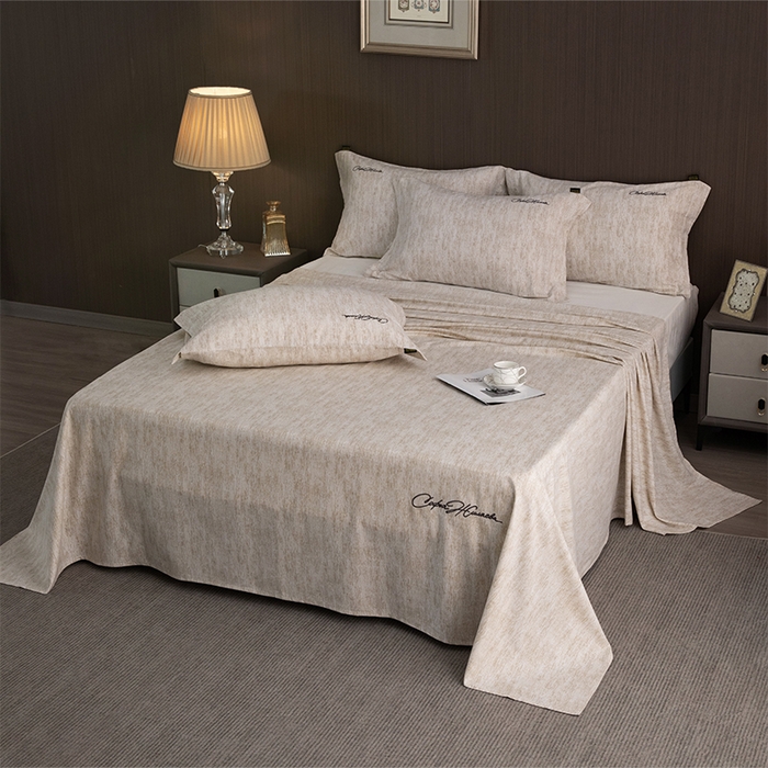 91家纺网 家纺一手货源 找家纺 春皖家纺 2026春夏新款天丝棉刺绣单床单 床单单件 亮绮黄