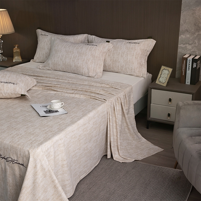 91家纺网 家纺一手货源 找家纺 春皖家纺 2026春夏新款天丝棉刺绣单床单 床单单件 亮绮黄