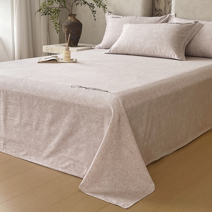 91家纺网 家纺一手货源 找家纺 春皖家纺 2026春夏新款天丝棉刺绣单床单 床单单件 曼妮-云褐色