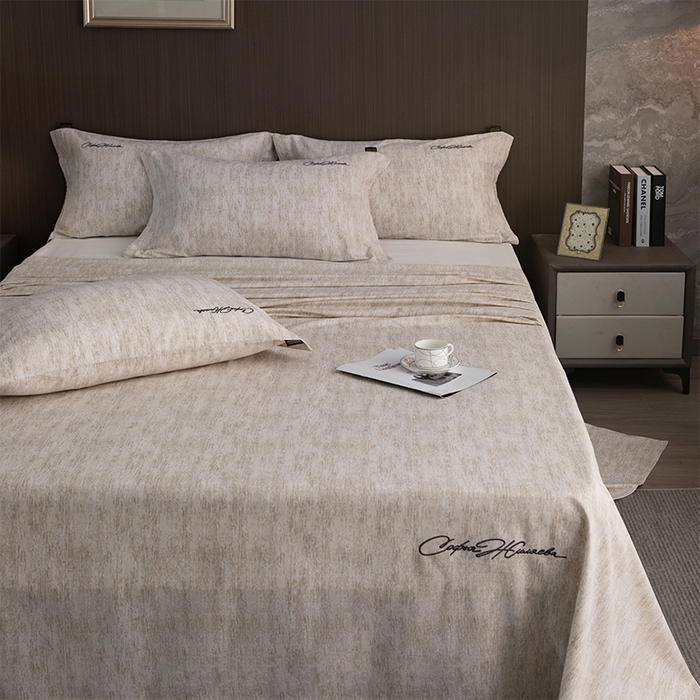 91家纺网 家纺一手货源 找家纺 春皖家纺 2026春夏新款天丝棉刺绣单床单 床单单件 亮绮黄