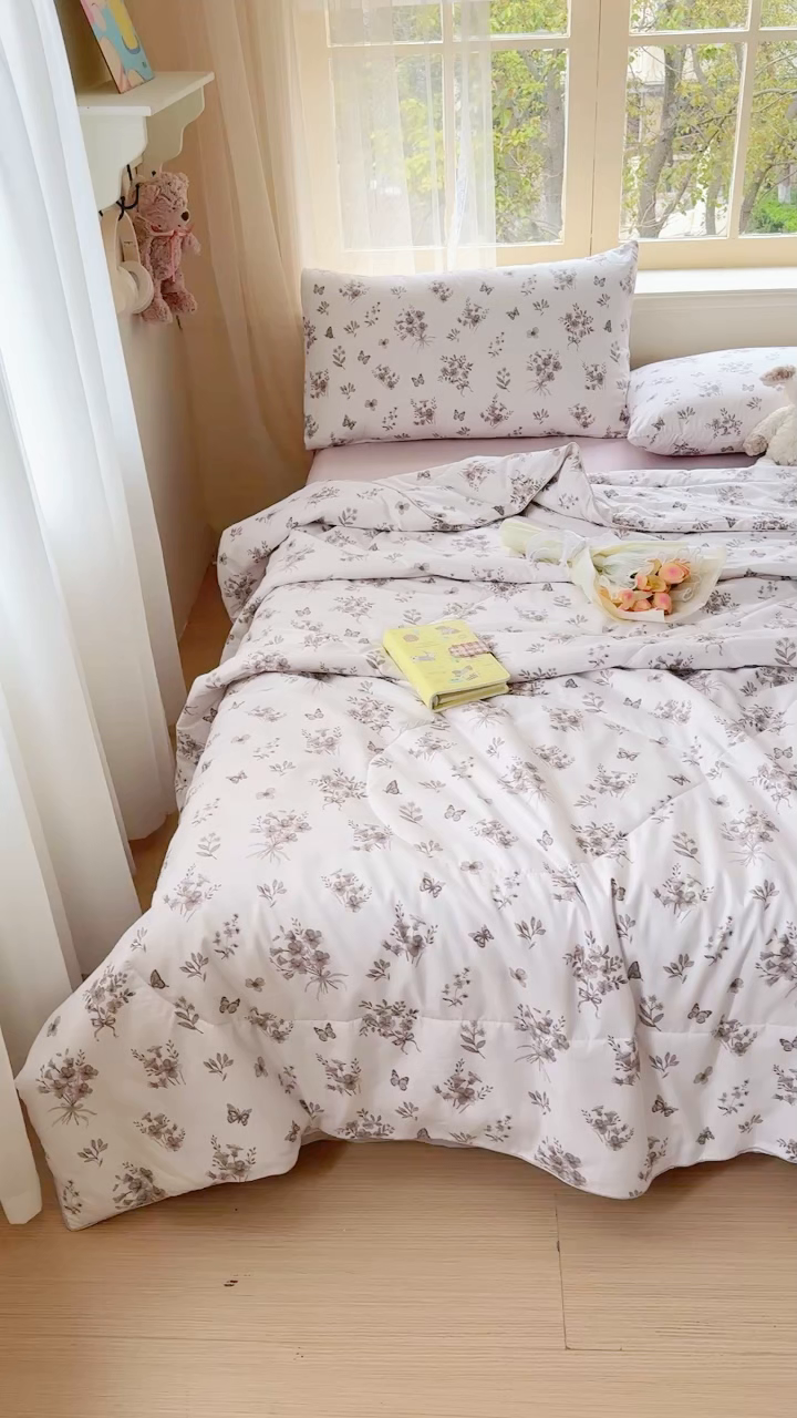 91家纺网 家纺一手货源 找家纺 梦舒阳家纺 2026新款仿棉夏凉被古法水洗棉夏被空调被跑量款 水墨花