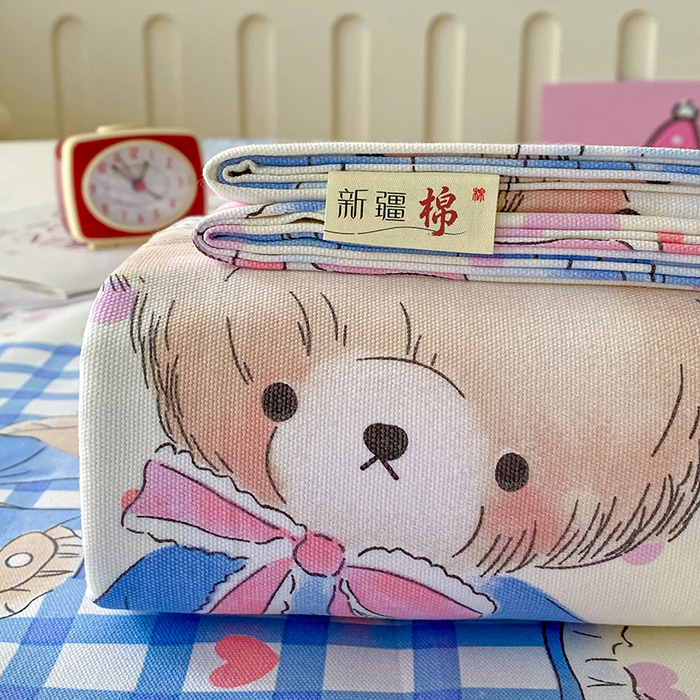 91家纺网 家纺一手货源 找家纺 棉乐町家居 2026春夏新款100%全棉纯棉老粗布床单凉席席子 童格