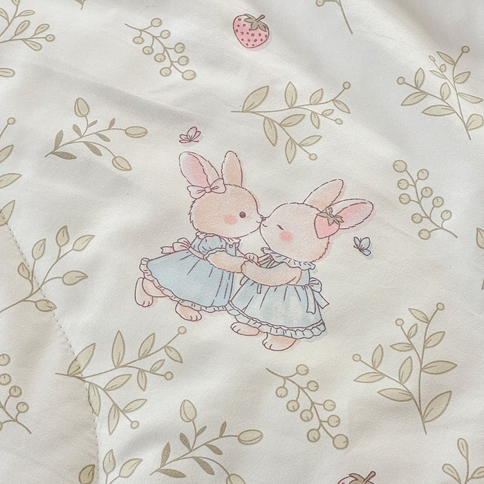 91家纺网 家纺一手货源 找家纺 梦舒阳家纺 2026新款仿棉夏凉被古法水洗棉夏被空调被跑量款 兔兔闺蜜