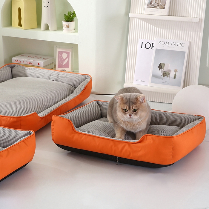 91家纺网 家纺一手货源 找家纺 永光家居 2026新款猫抓皮宠物窝可拆卸猫窝狗窝四季通用猫咪用品狗狗用品 橙 40x50cm