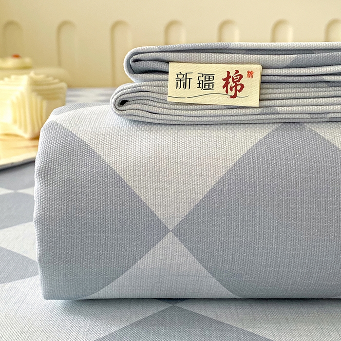 91家纺网 家纺一手货源 找家纺 棉乐町家居 2026春夏新款100%全棉纯棉老粗布床单凉席席子 浅菱