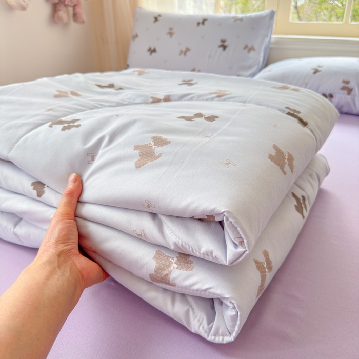 91家纺网 家纺一手货源 找家纺 梦舒阳家纺 2026新款仿棉夏凉被古法水洗棉夏被空调被跑量款 韵味狗