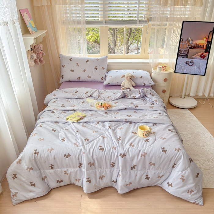 91家纺网 家纺一手货源 找家纺 梦舒阳家纺 2026新款仿棉夏凉被古法水洗棉夏被空调被跑量款 韵味狗