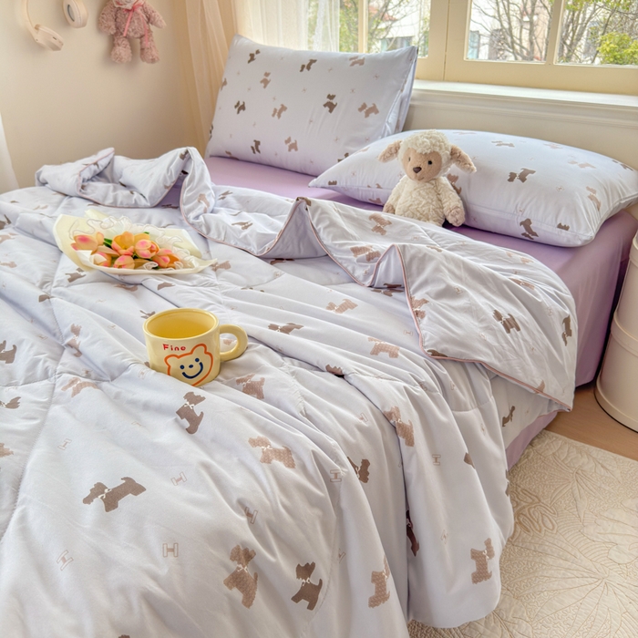 91家纺网 家纺一手货源 找家纺 梦舒阳家纺 2026新款仿棉夏凉被古法水洗棉夏被空调被跑量款 韵味狗