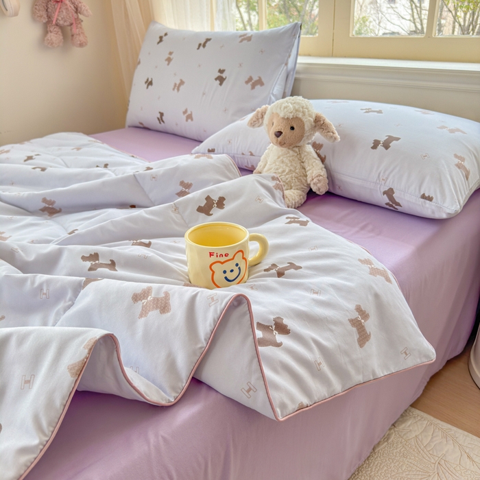 91家纺网 家纺一手货源 找家纺 梦舒阳家纺 2026新款仿棉夏凉被古法水洗棉夏被空调被跑量款 韵味狗