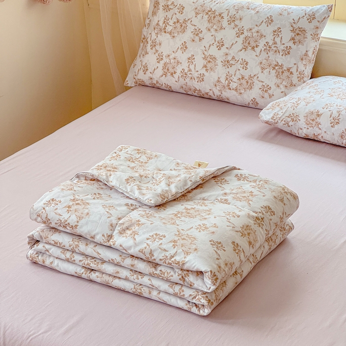 梦舒阳家纺 2026新款仿棉夏凉被古法水洗棉夏被空调被跑量款 枝叶