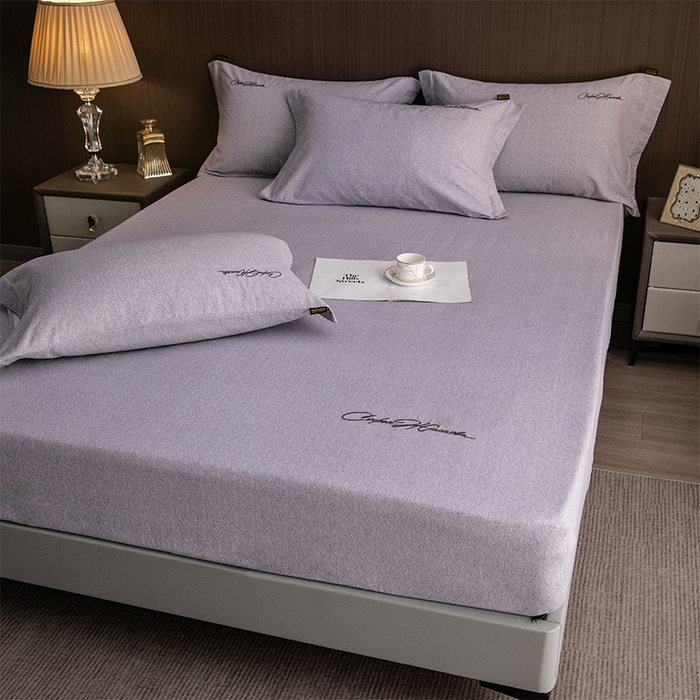 91家纺网 家纺一手货源 找家纺 春皖家纺 2026春夏新款天丝棉刺绣单床笠 床笠单件 钛绮灰