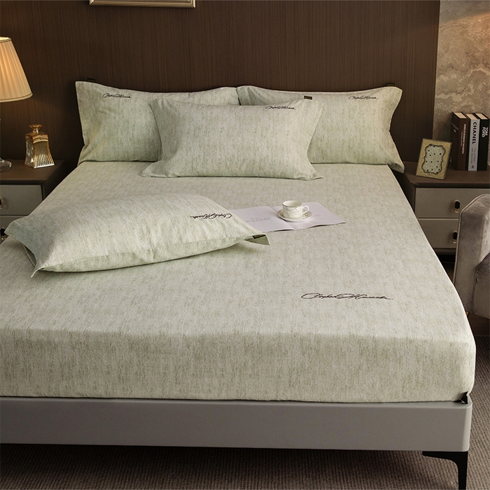 91家纺网 家纺一手货源 找家纺 春皖家纺 2026春夏新款天丝棉刺绣单床笠 床笠单件 苔绮绿