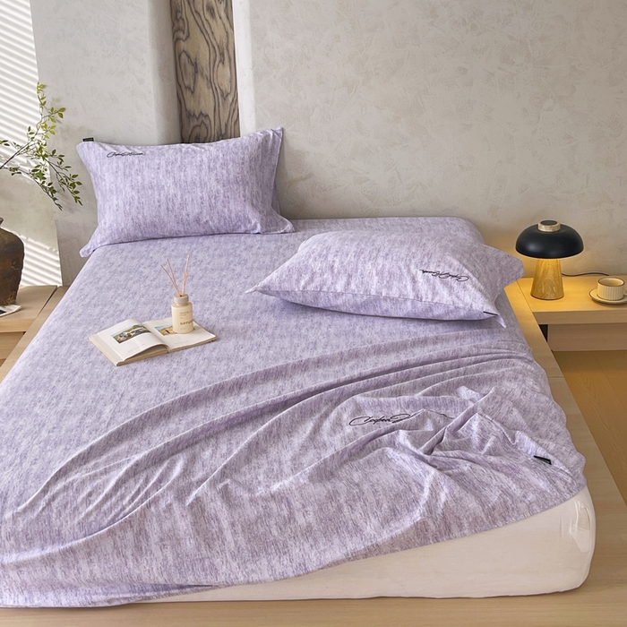 91家纺网 家纺一手货源 找家纺 春皖家纺 2026春夏新款天丝棉刺绣单床笠 床笠单件 曼妮-紫