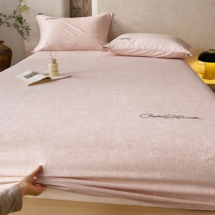 91家纺网 家纺一手货源 找家纺 春皖家纺 2026春夏新款天丝棉刺绣单床笠 床笠单件 曼妮-贝壳色