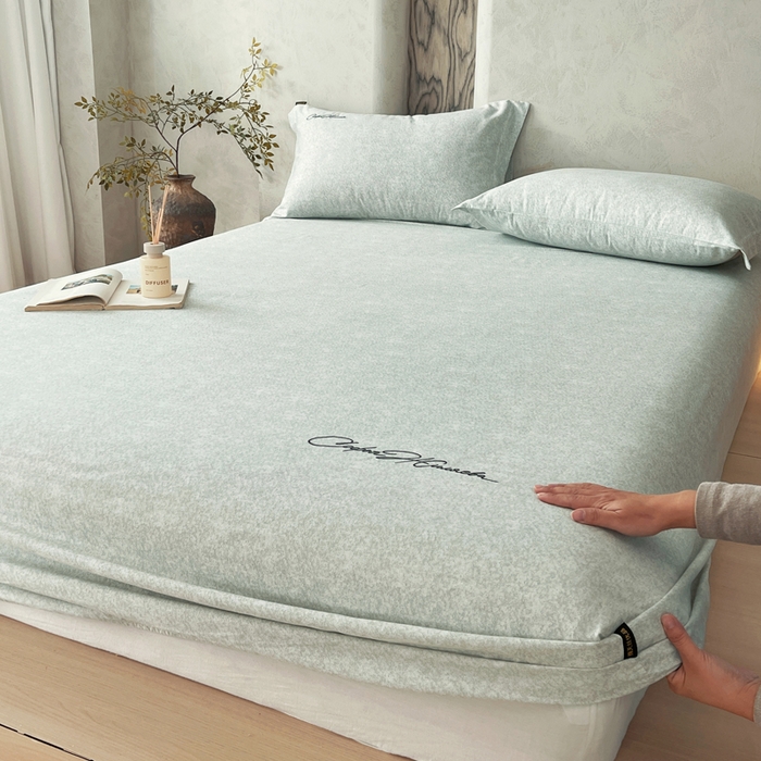 春皖家纺 2026春夏新款天丝棉刺绣单床笠 床笠单件 曼妮-绿萝纱