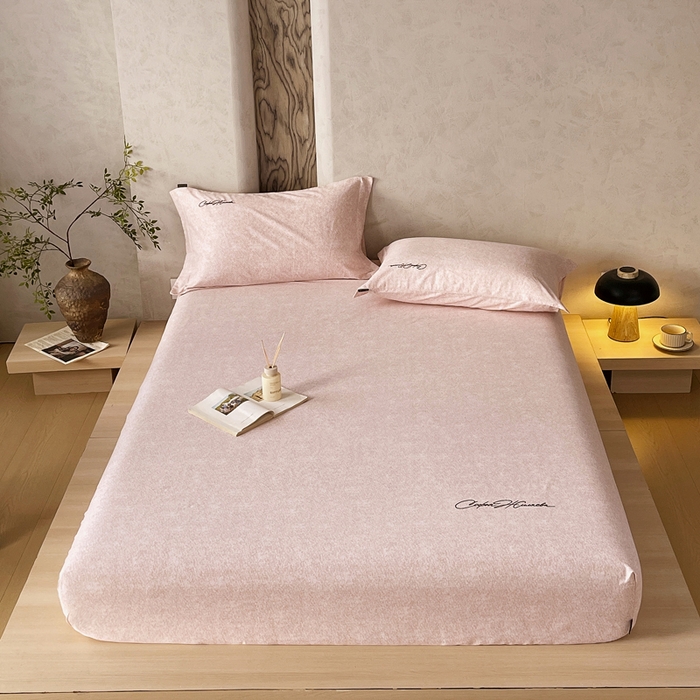 91家纺网 家纺一手货源 找家纺 春皖家纺 2026春夏新款天丝棉刺绣单床笠 床笠单件 曼妮-贝壳色