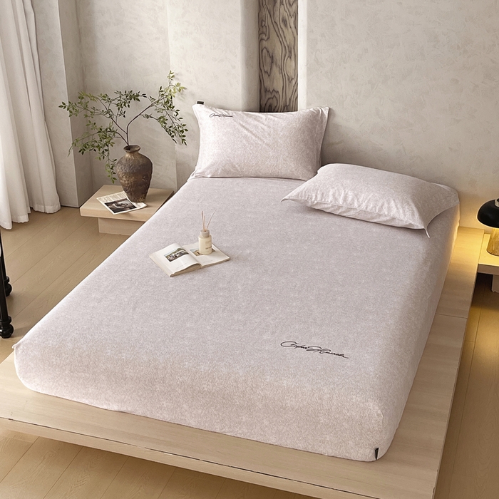 91家纺网 家纺一手货源 找家纺 春皖家纺 2026春夏新款天丝棉刺绣单床笠 床笠单件 曼妮-云褐色