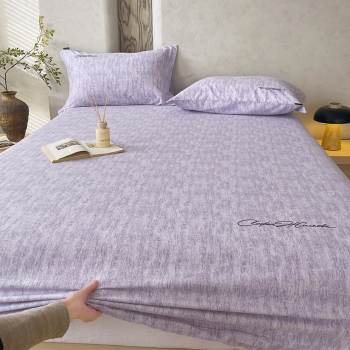 91家纺网 家纺一手货源 找家纺 春皖家纺 2026春夏新款天丝棉刺绣单床笠 床笠单件 曼妮-紫